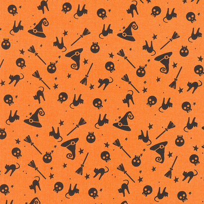 Hey Bootiful - Witch Icons Orange Yardage