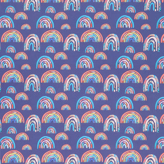 Kindness Always - Rainbows Navy Digitally Printed Yardage