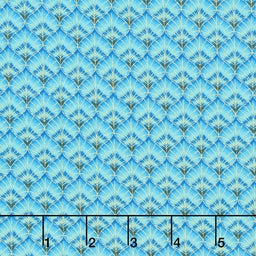 Royal Plume - Peacock Diamond Pattern Aqua Metallic Yardage Primary Image