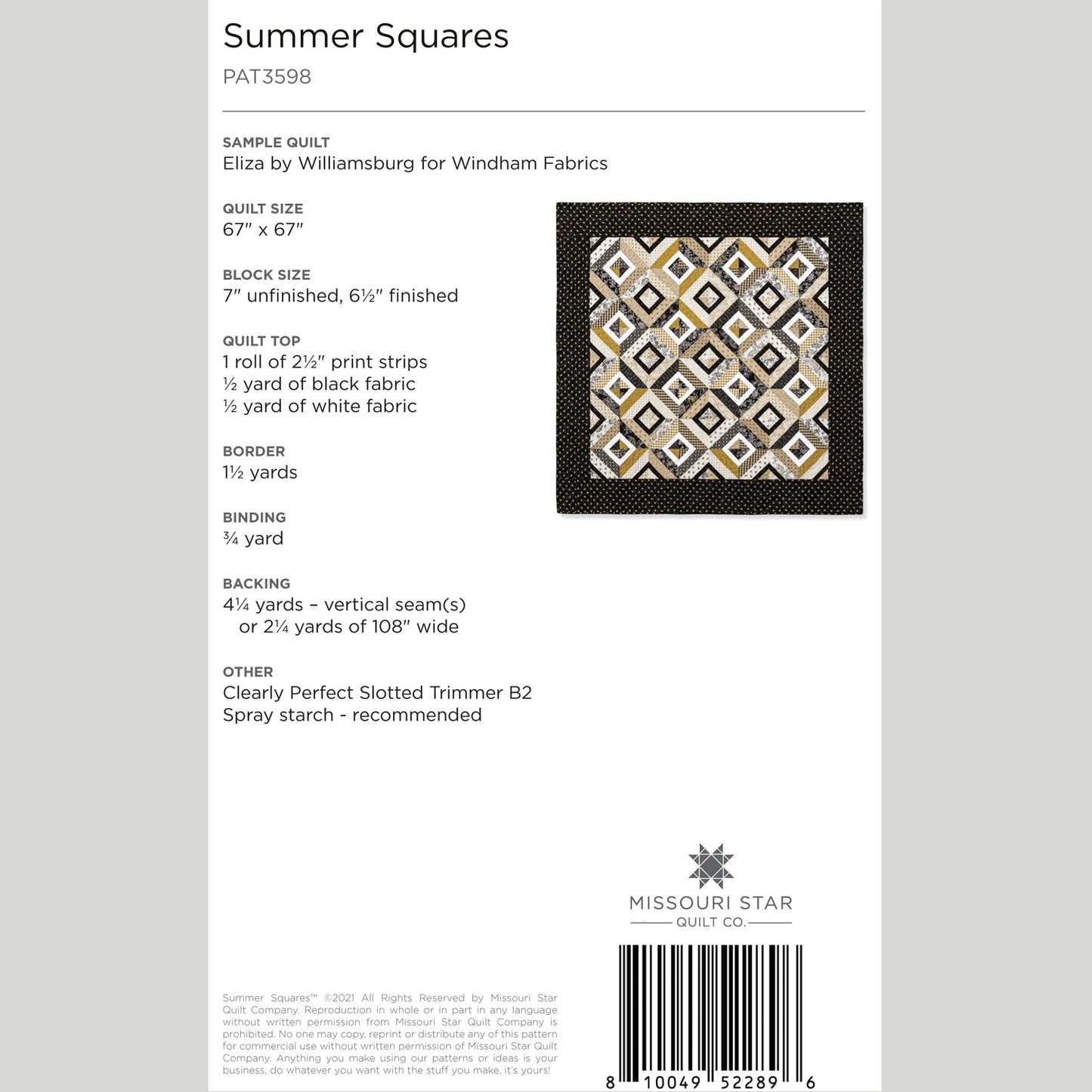 Digital Download - Summer Squares Quilt Pattern by Missouri Star Alternative View #1