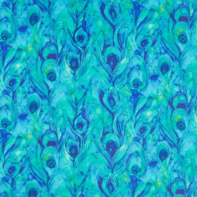 Allure (Northcott) - Large Feather Turquoise Multi Yardage Primary Image