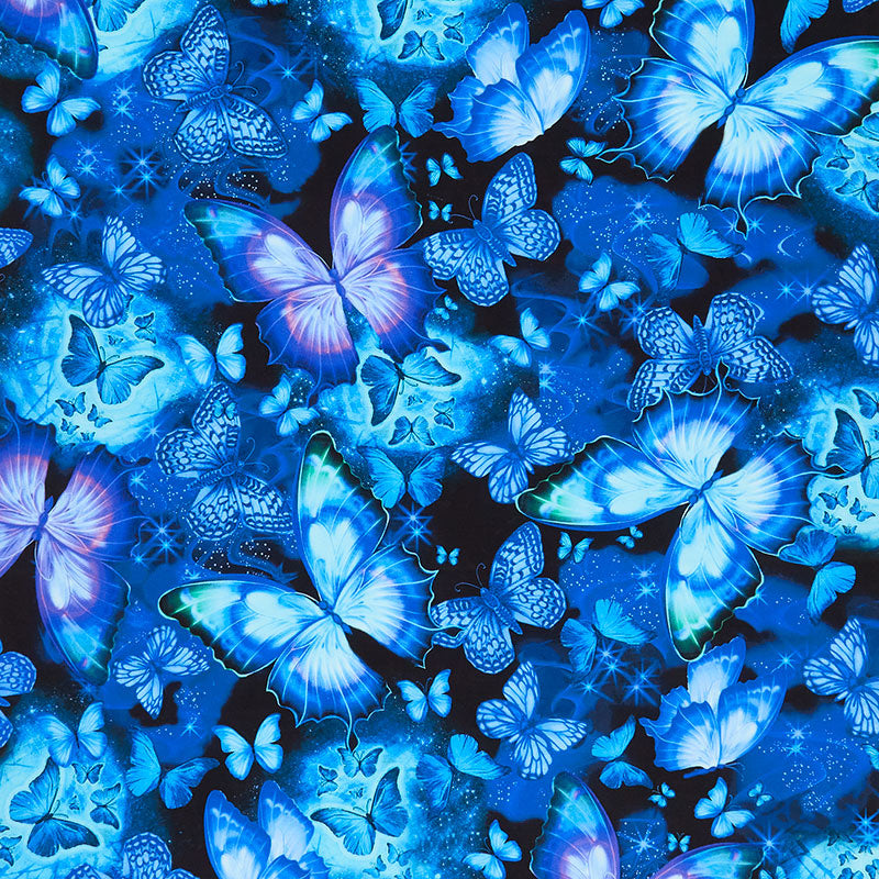 Cosmic Butterfly - Night Sky Butterflies Midnight Yardage Primary Image