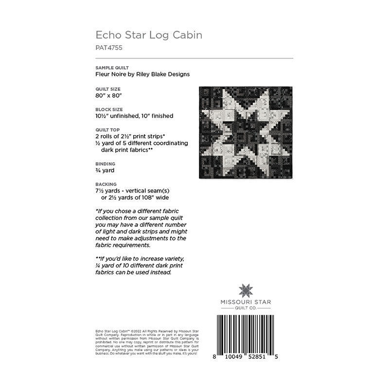 Echo Star Log Cabin Quilt Pattern by Missouri Star Alternative View #1