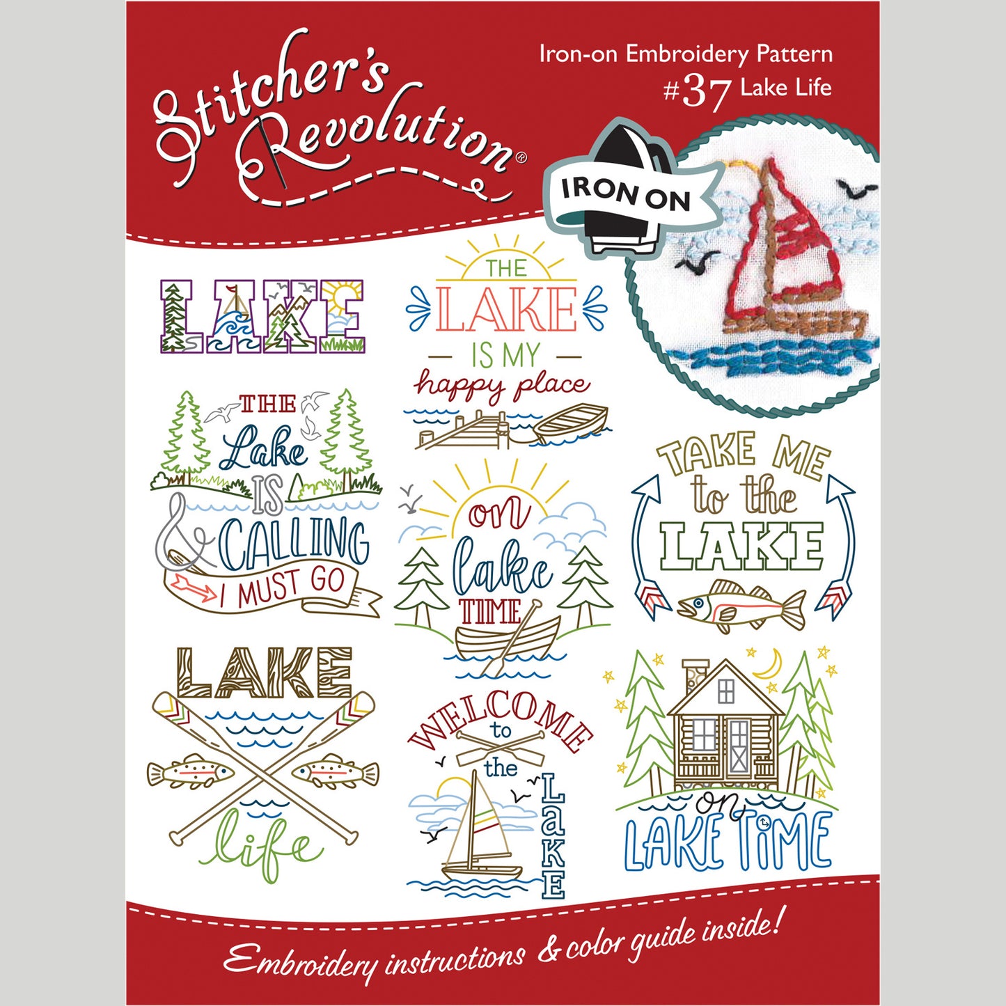 Stitcher's Revolution Lake Life Iron-On Embroidery Pattern Primary Image