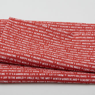Christmastime - Festive Text Red 2 Yard Cut