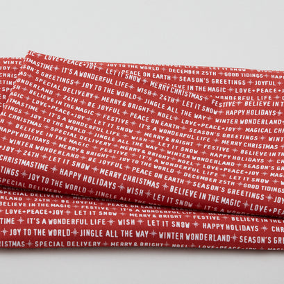 Christmastime - Festive Text Red 2 Yard Cut