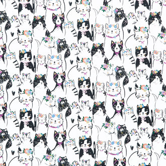 Cats - Pretty Cats & Florals Multi Yardage