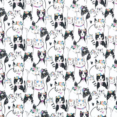 Cats - Pretty Cats & Florals Multi Yardage