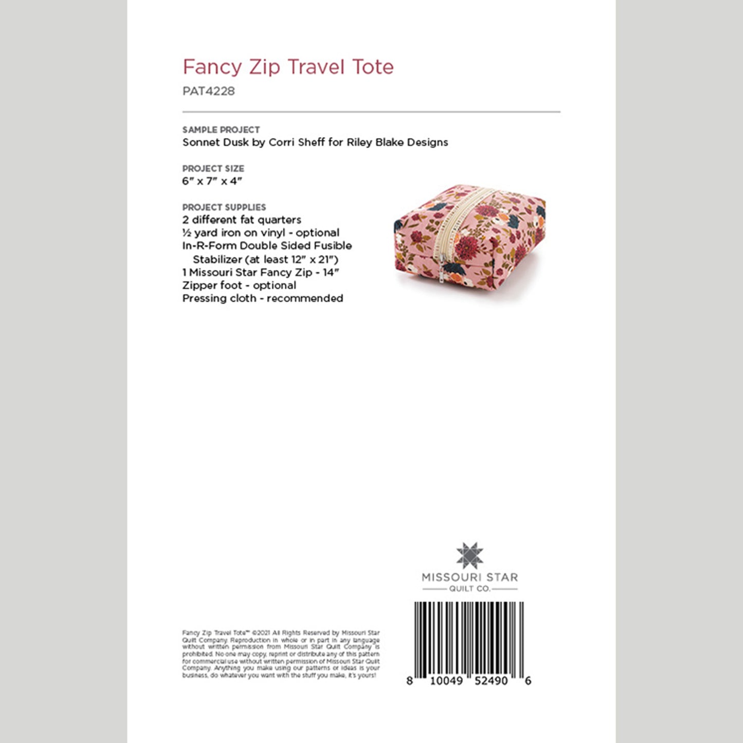 Digital Download - Fancy Zip Travel Tote Pattern by Missouri Star Alternative View #1