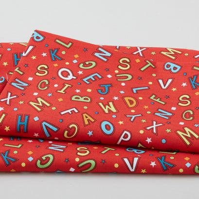 A to Zoo - Tossed Letters Red 2 Yard Cut