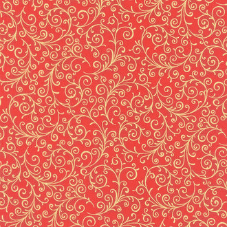 Holiday Flourish Holiday - Swirls Red Metallic Yardage