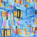 Wings of Gold - Geo Abstract Square Blue Metallic Yardage Alternative View #1