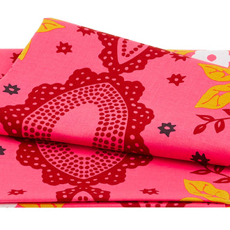 Folk Heart - Flocked Coral 2 Yard Cut