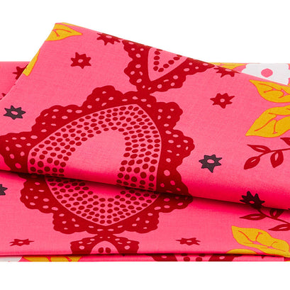 Folk Heart - Flocked Coral 2 Yard Cut
