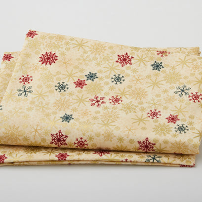 Star Sprinkle - Snow Crystals Beige Gold 2 Yard Cut