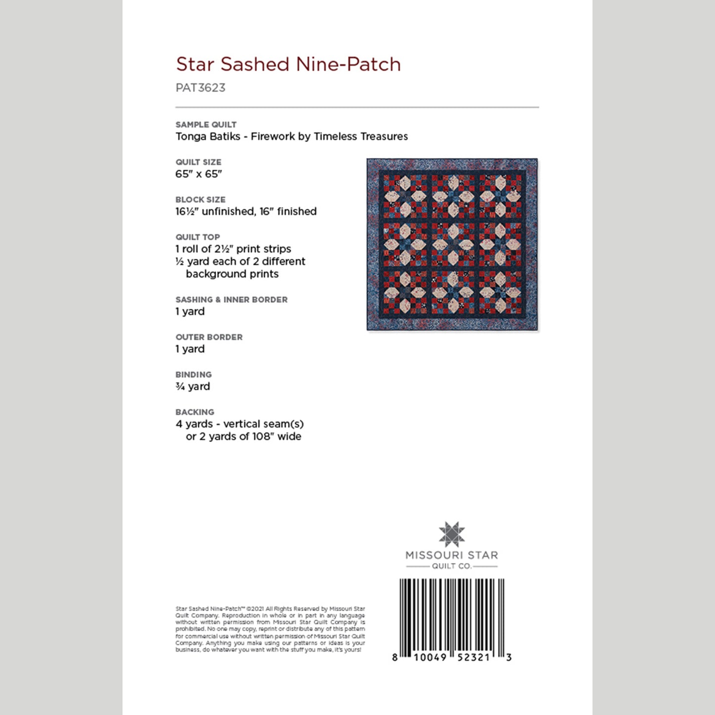 Digital Download - Star Sashed Nine-Patch Quilt Pattern by Missouri Star Alternative View #1