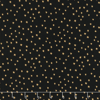 Starry - Mini Stars Black Gold Metallic Yardage