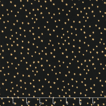 Starry - Mini Stars Black Gold Metallic Yardage