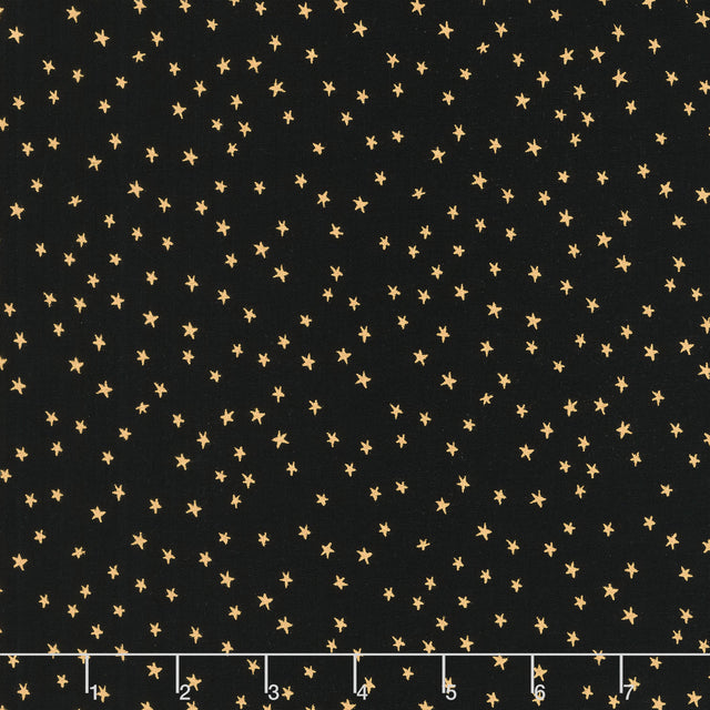 Starry - Mini Stars Black Gold Yardage Primary Image