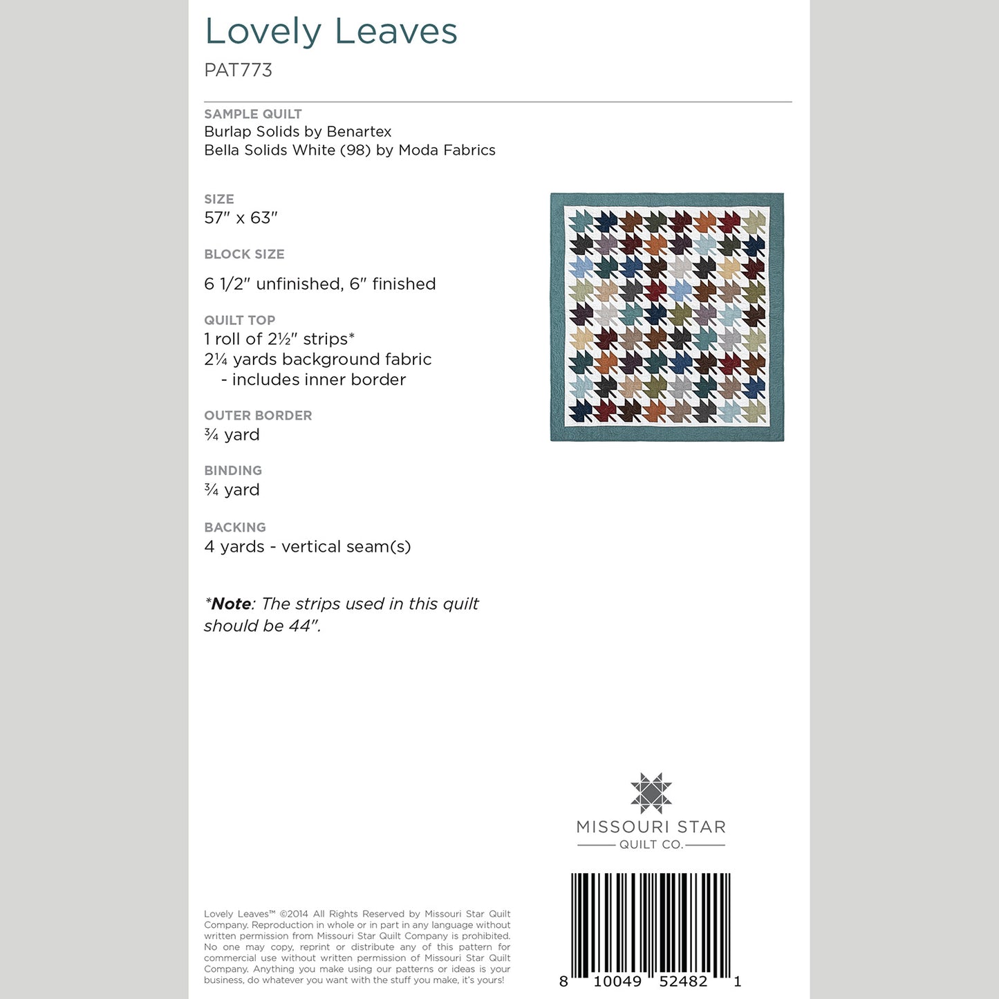 Digital Download - Lovely Leaves Quilt Pattern by Missouri Star Alternative View #1