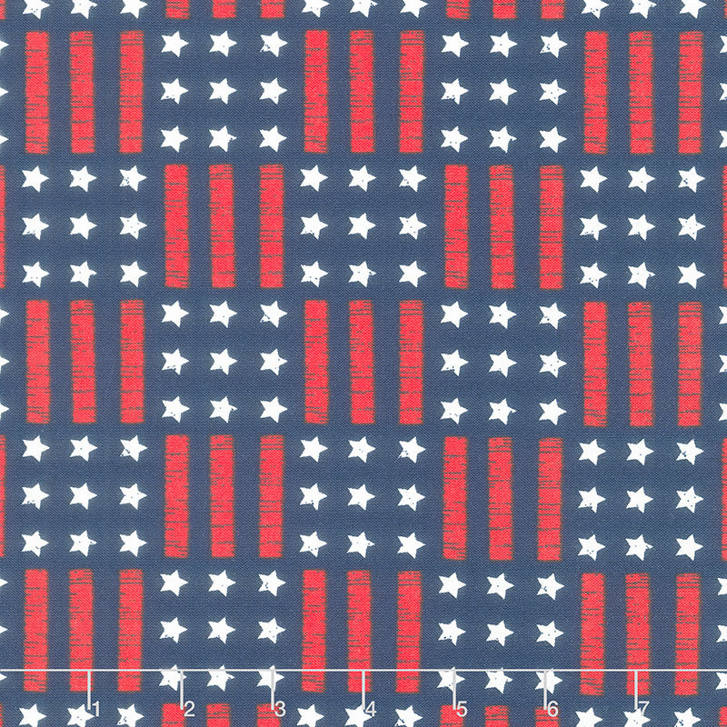 Land of the Brave - Stars and Stripes Navy Yardage Primary Image