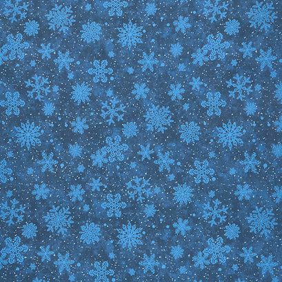 Father Christmas - Snowflakes Navy Yardage