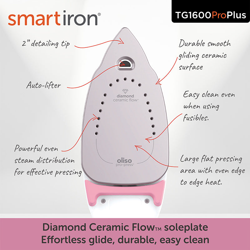 Oliso® TG1600Pro+ Smart Iron® - Pink Alternative View #2