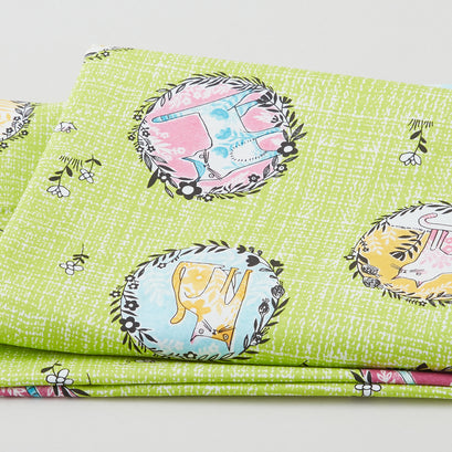 Here Kitty Kitty - Peek-a-boo Green 2 Yard Cut