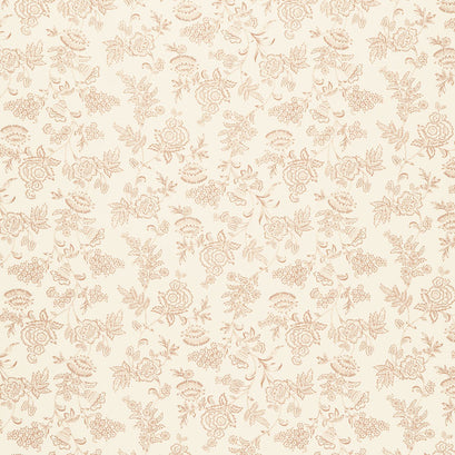 Chocolate Covered Cherries - Fancy Flowers Cream Yardage