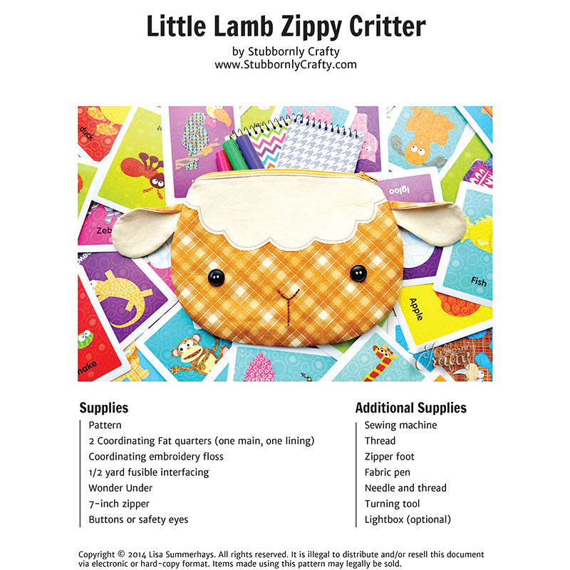 Digital Download - Little Lamb Zippy Critter Pouch Pattern Alternative View #3