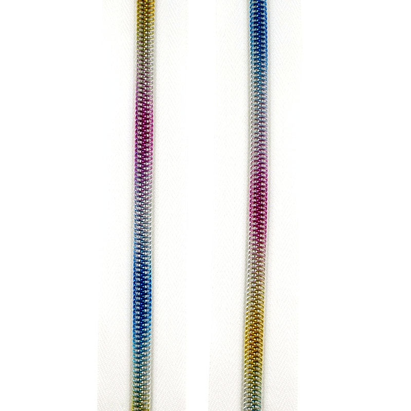 Emmaline #3 Zippers-by-the-Yard - White with Rainbow Primary Image