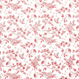 Heirloom Red - Line Floral Cream Yardage