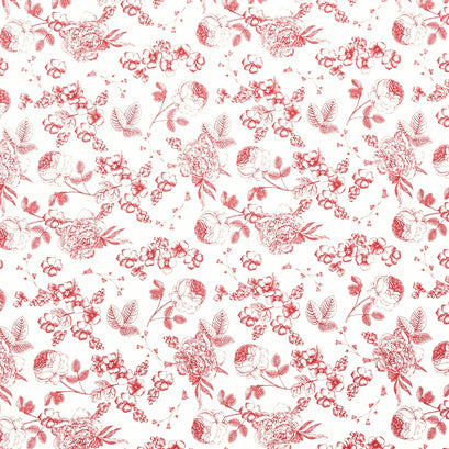 Heirloom Red - Line Floral Cream Yardage