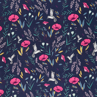 Art Gallery Rayon - Mystical Land Magic Fauna Mystique Blue Yardage