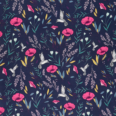 Art Gallery Rayon - Mystical Land Magic Fauna Mystique Blue Yardage