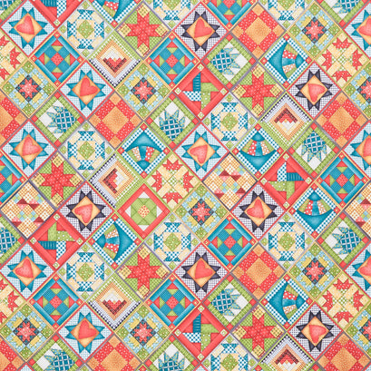 Hat on a Cat - Patchwork Teal Yardage