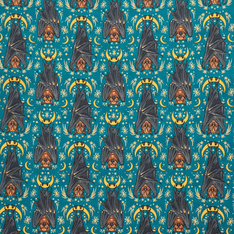 Storybook Halloween - Aim for the Moon Turquoise Yardage