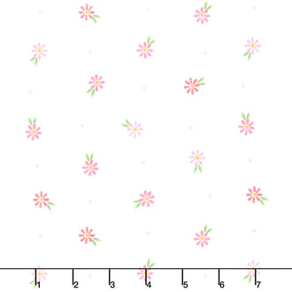 Strength in Pink - Daisies White Yardage