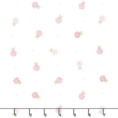 Strength in Pink - Daisies White Yardage