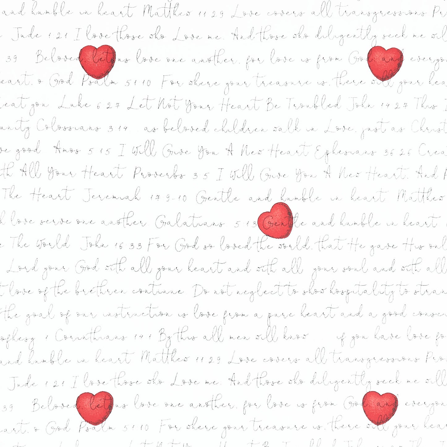 All My Heart - Love Letters White Yardage Primary Image