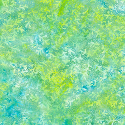 Pin Dot Floral Batiks - Sprig Multi Turquoise Green Yardage Primary Image