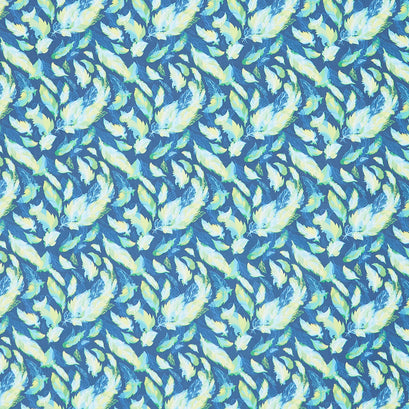 Joyful Feathers Multi - Teal Yardage