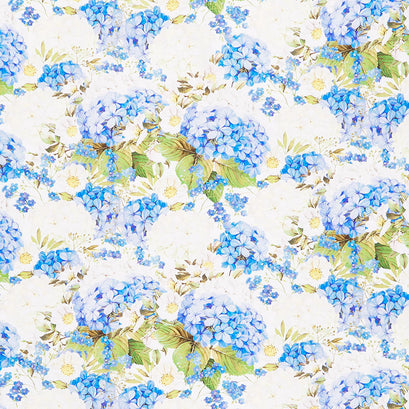Periwinkle Spring - Packed Floral Periwinkle Digitally Printed Yardage