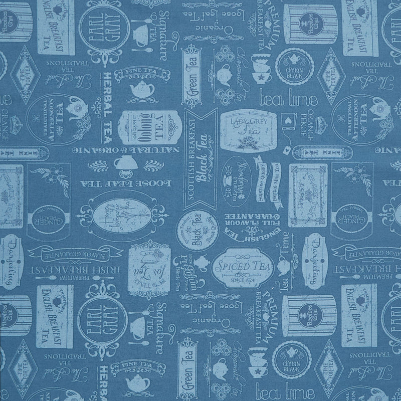 Afternoon Tea (Riley Blake) - Labels Colonial Blue Yardage Primary Image