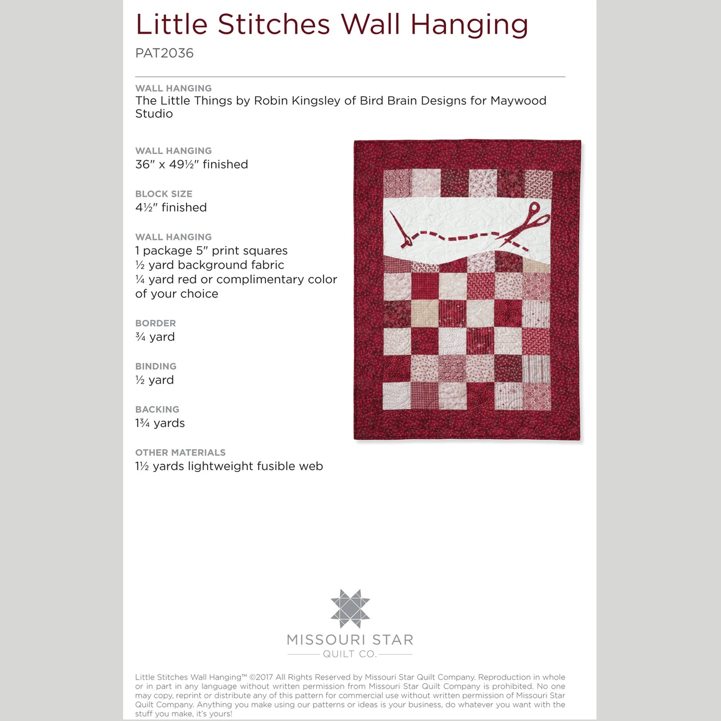 Digital Download - Little Stitches Wallhanging Quilt Pattern by Missouri Star Alternative View #1