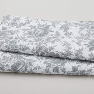 Fleur de Fleur - Large Floral on White Gray 108" Wide 3 Yard Cut