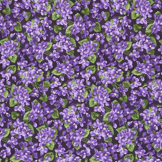 Viola - Bouquets Midnight Purple Yardage