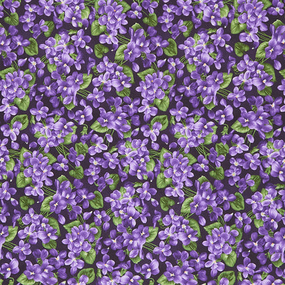 Viola - Bouquets Midnight Purple Yardage