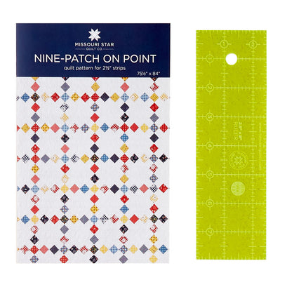 Missouri Star 2.5" x 8" Ruler & Nine Patch on Point Quilt Pattern Bundle*disassembled