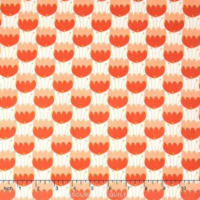 Enchanted - Tulips Red Orange Yardage